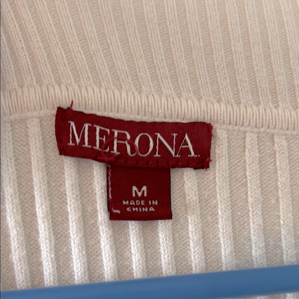 Merona Cream Ribbed Crew Neck Sweater - Picture 2 of 3